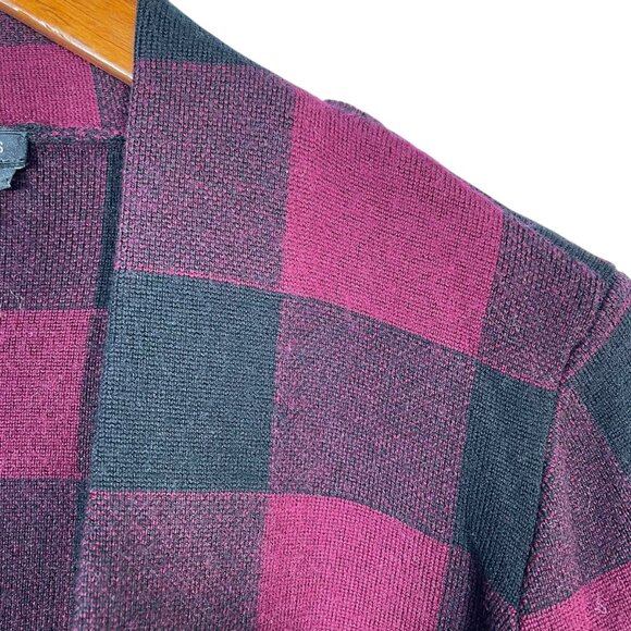 Talbots Merino Wool Red & Black Buffalo Plaid Open Front Cardigan Sweater Small - Picture 6 of 10